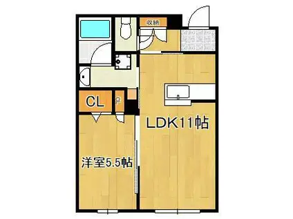 シャーメゾン・ネバーランドⅡ(1LDK/1階)の間取り写真