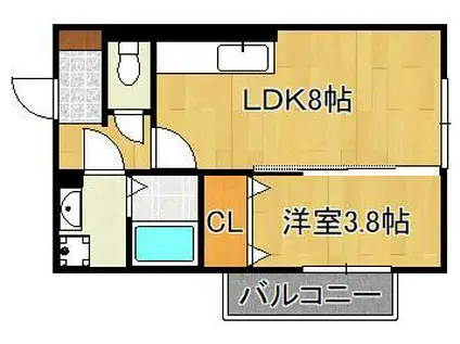 ヴェラ下富野(1LDK/2階)の間取り写真