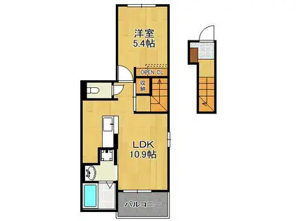 ポルタコスタⅡ A(1LDK/2階)の間取り写真