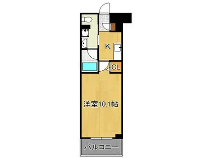 ニシコービルディング門司(1K/3階)の間取り写真