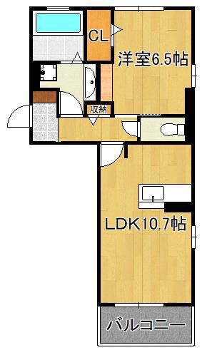 D-ROOM柳町(1LDK/1階)の間取り写真
