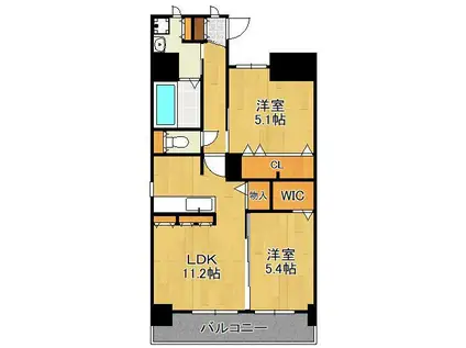 万玉ビル(2LDK/8階)の間取り写真