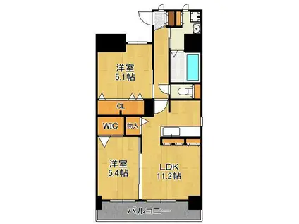 万玉ビル(2LDK/11階)の間取り写真