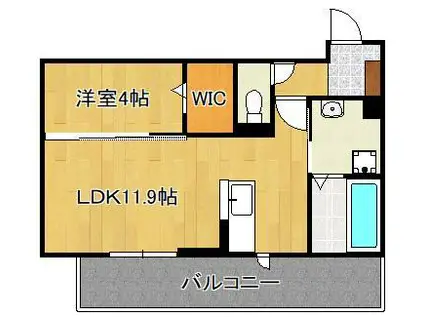 ストレイト葛葉(1LDK/2階)の間取り写真