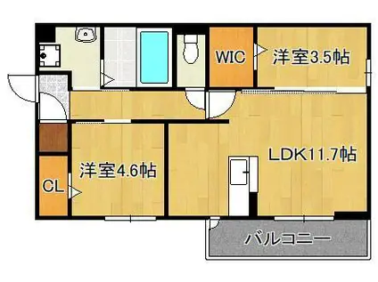 ストレイト葛葉(2LDK/3階)の間取り写真