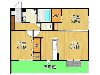 SHIZUKA 大里(2LDK/1階)の間取り写真