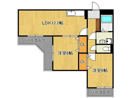 フェルト14(2LDK/3階)の間取り写真