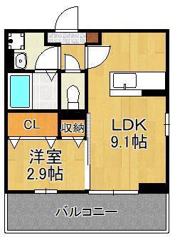 D-ROOM下富野(1LDK/3階)の間取り写真