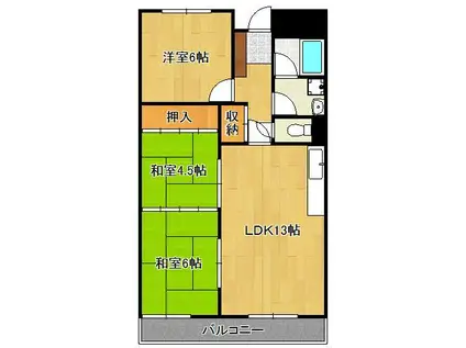 和布刈スカイマンション弐番館(3LDK/5階)の間取り写真