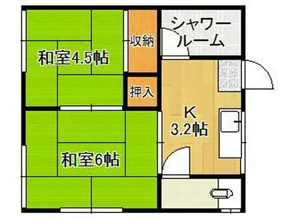 しらさぎ荘(2K/2階)の間取り写真