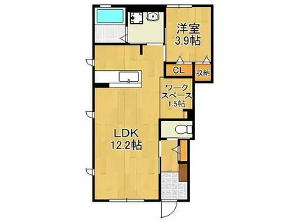 アリエッタ赤坂(1SLDK/1階)の間取り写真