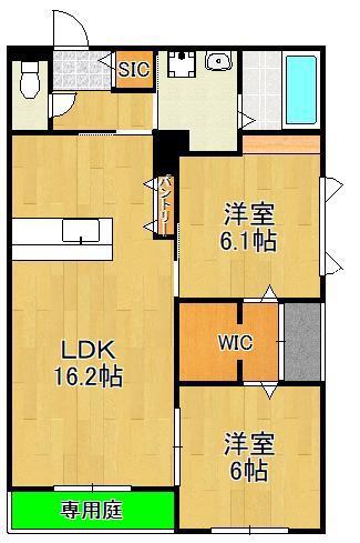 メゾンルボア大里(2LDK/1階)の間取り写真