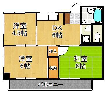 光田ビル(3DK/3階)の間取り写真