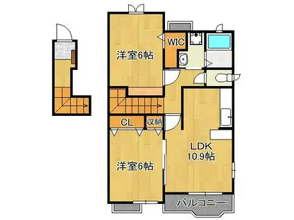 ペンサミエントB棟(2LDK/2階)の間取り写真