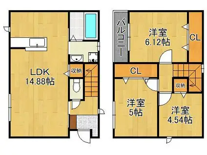 鹿児島本線 門司駅 徒歩16分 2階建 築1年(3LDK)の間取り写真