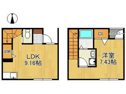 N-TERRACE黄金町(1LDK/1階)の間取り写真