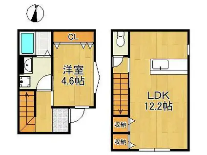 グラン下富野Ⅱ(1LDK/1階)の間取り写真