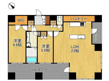 MOJI MID AIR 2401号(1LDK/24階)の間取り写真
