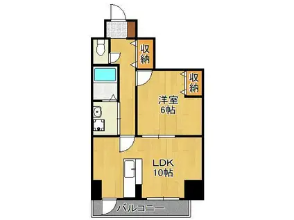 BERGAMOTTO三萩野(1LDK/2階)の間取り写真
