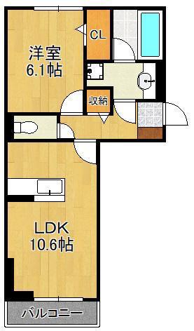 NEST PIECE 原町(1LDK/2階)の間取り写真