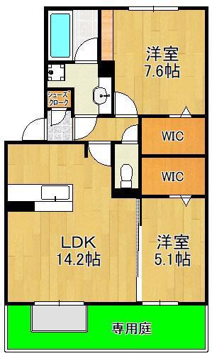 NEST PIECE 原町(2LDK/1階)の間取り写真