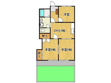 シャトレ津田新町(3DK/1階)の間取り写真