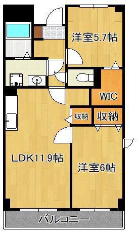 フィールドワン(2LDK/4階)の間取り写真