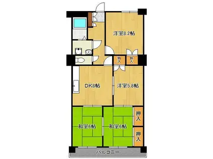 イマージュ安部山公園(4DK/2階)の間取り写真