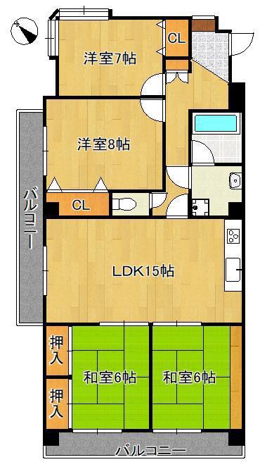 イマージュ安部山公園(4LDK/7階)の間取り写真