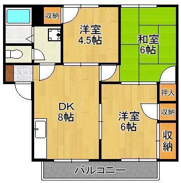 ドムス安部山(3DK/3階)の間取り写真