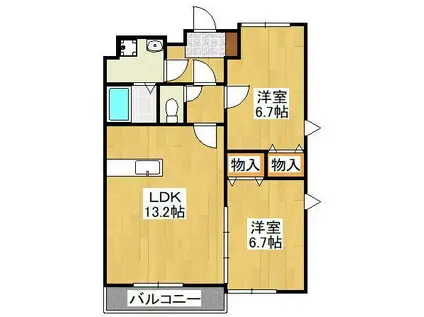 コンクルージョン・フォート(2LDK/3階)の間取り写真