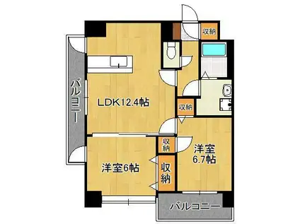 コンクルージョン・フォート(2LDK/3階)の間取り写真