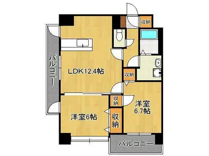 コンクルージョン・フォート(2LDK/4階)の間取り写真