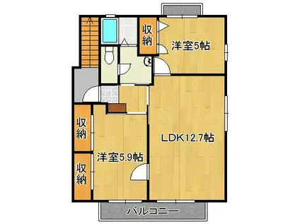 シャーメゾン中曽根A棟(2LDK/2階)の間取り写真