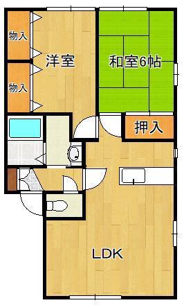 エクセレント田原 A棟(2LDK/1階)の間取り写真