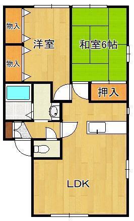エクセレント田原 A棟(2LDK/1階)の間取り写真