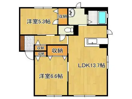 アムール半田A棟(2LDK/1階)の間取り写真