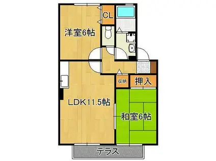 グランドソレーユ(2LDK/2階)の間取り写真