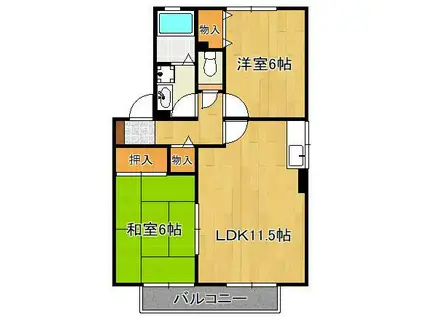 グランドソレーユ(2LDK/2階)の間取り写真