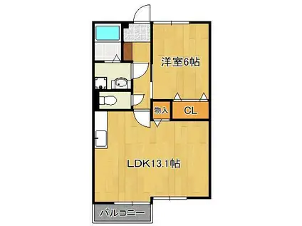 クレセントコーポ(1LDK/2階)の間取り写真