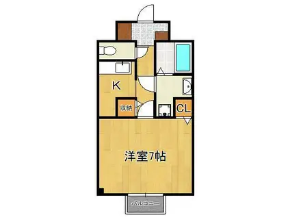 ヴィラージュD(1K/2階)の間取り写真