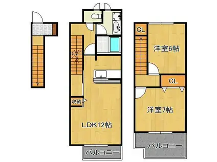 サンシャインブリッジ(2LDK/2階)の間取り写真