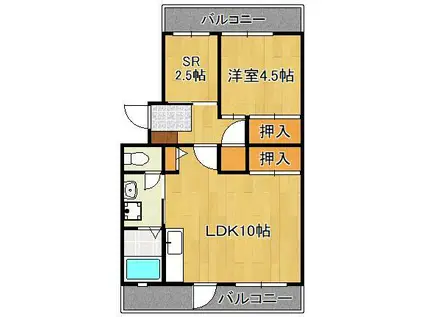 オアシス中曽根(1SLDK/5階)の間取り写真