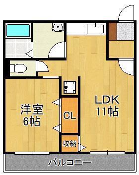 三共ビル(1LDK/2階)の間取り写真