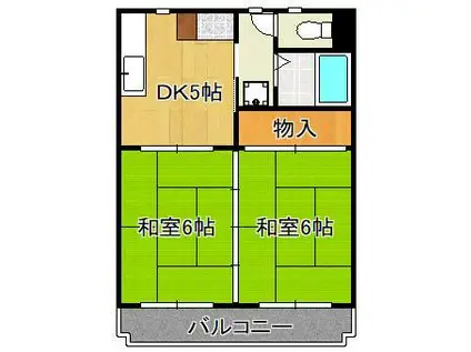 シャトレ安部山(2DK/2階)の間取り写真