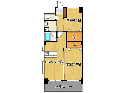 日豊本線 小波瀬西工大前駅 徒歩4分 10階建 築17年(2LDK/8階)の間取り写真