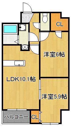アネシス(2LDK/4階)の間取り写真