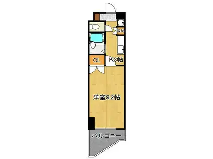 三栄ビル(1K/6階)の間取り写真