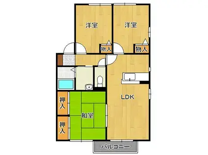 プラティーク・アヴェニュー D棟(3LDK/1階)の間取り写真