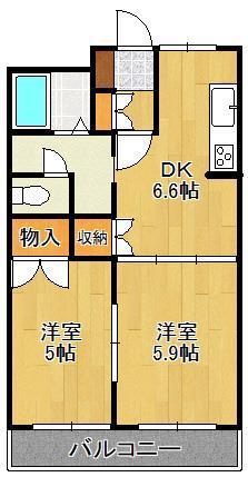 ビッグフォレスト壱番館(2DK/1階)の間取り写真